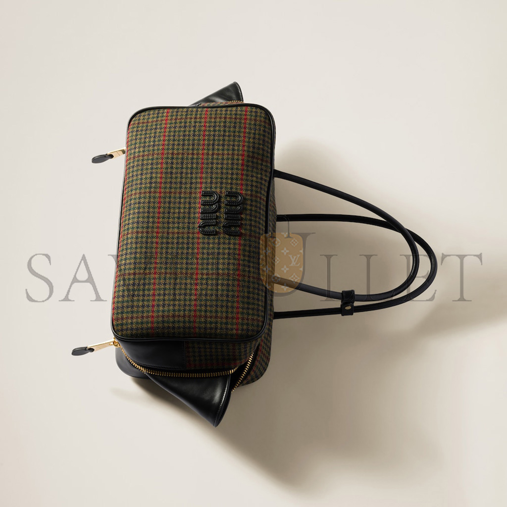M1v M1v beau tartan top-handle bag with leather details 5bb163 (34*20*10cm)
